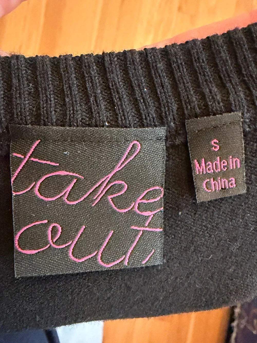 Take Out Black Knit Sweater Dress Size Small 3/4 Sleeve Button Pocket